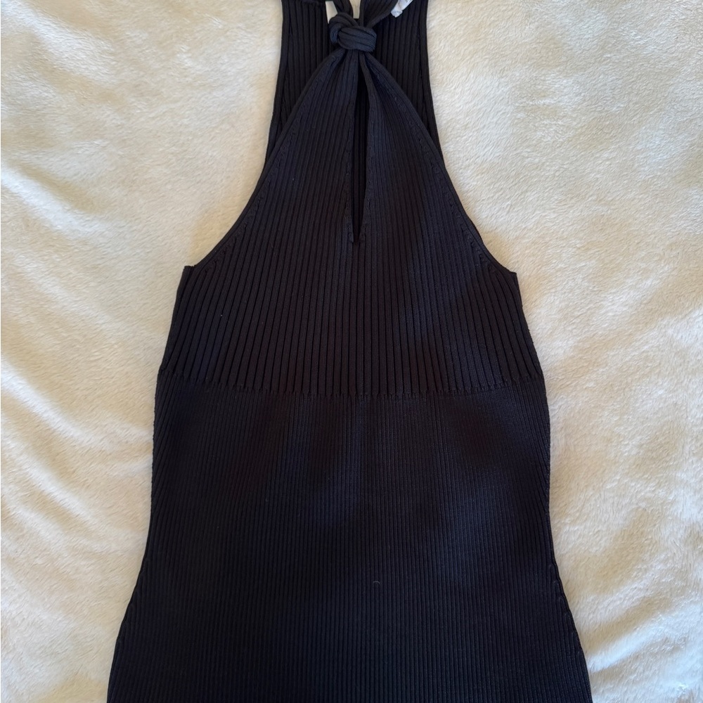 Johnathan Simkhai Black Ribbed Halter Top